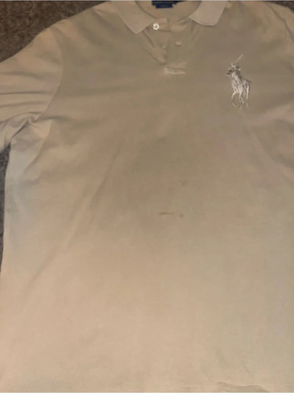 Ralph Lauren Men’s Beige Polo Shirt with White Pony Logo